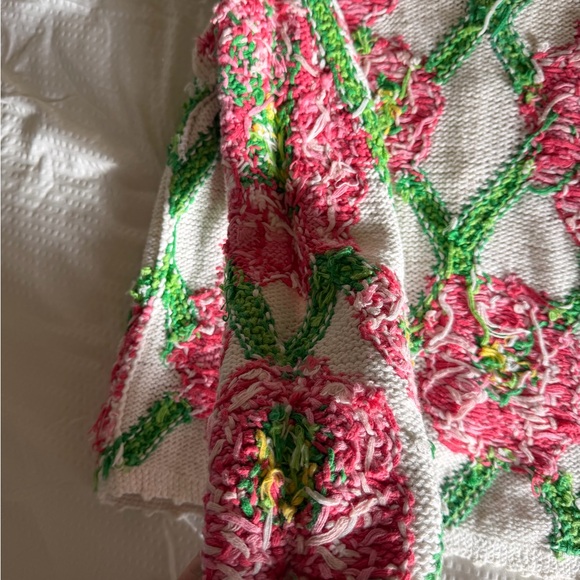 Vintage Lilly Pulitzer 3D Raised  Floral Knit Cardigan Sweater - Picture 9 of 9